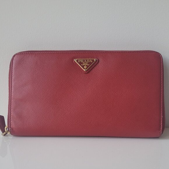 PRADA Red  Leather Zip Around Wallet - Picture 4 of 16
